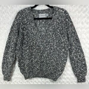 Authentic Forenza Sportswear Womens Black, White & Grey long Sleeve Knit Sweater